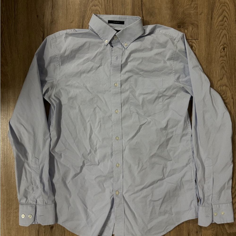 Banana Republic Light Blue Micro-Check Button-Down Shirt